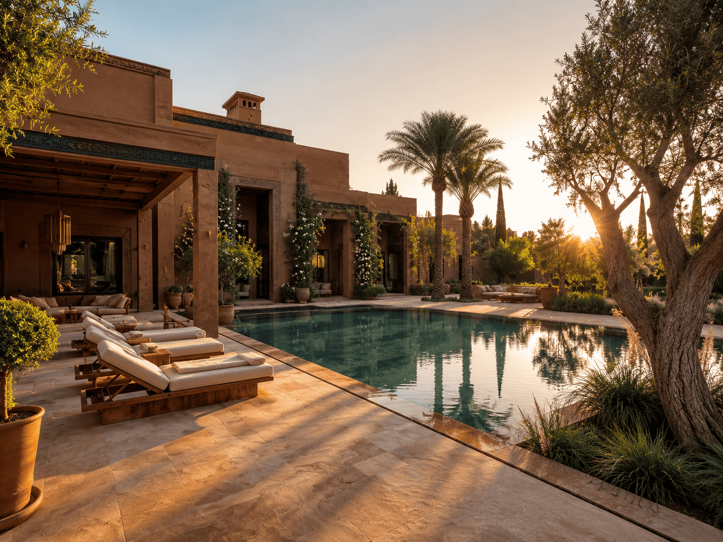 Luxury villa pool and terrace photographed for a premium Marrakech listing